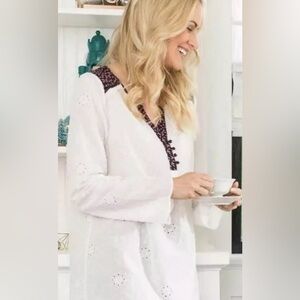 Matilda Jane Snow Globe White Eyelet Floral Blouse‎ Size XL